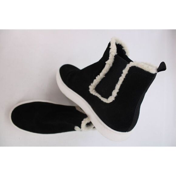 Lucky Brand Boots Women’s Kichai Ankle Bootie Black Suede Faux Fur 9.5 - Picture 1 of 11